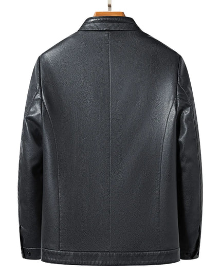 Men’s Premium Sheep Leather Motorcycle Jacket - Casual Mock Collar Coat for Spring & Autumn