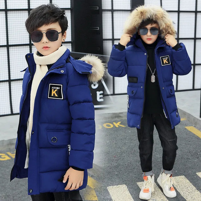 New 2023 Kid Winter Jacket A Boy Park 12 Children's Clothing 13 Baby 14 Outerwear 15 Coats 9 Thick Cotton Thickening -30 Degrees