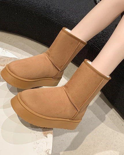 2023 Winter Fur Classic Platform Boots Designer Women's Men's Snow Boots Genuine Leather Thick Sole Brown Anti Slip Boots