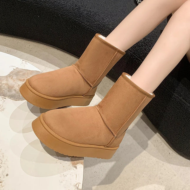 2023 Winter Fur Classic Platform Boots Designer Women's Men's Snow Boots Genuine Leather Thick Sole Brown Anti Slip Boots