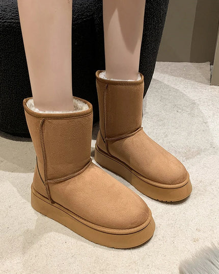 2023 Winter Fur Classic Platform Boots Designer Women's Men's Snow Boots Genuine Leather Thick Sole Brown Anti Slip Boots