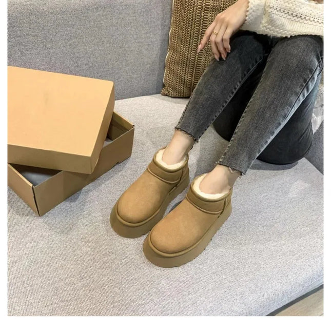 2023 Sheepskin Wool Comprehensive Anti-skid Snow Boots Women's Mini Short Boots Warm Winter Thickened Women's Shoes Botas Mujer