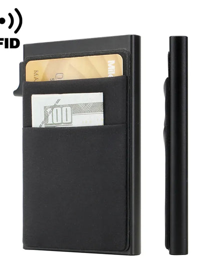 Rfid Credit Card Holder Wallet Metal Thin Slim Bank Card Case Men Women Pop Up Minimalist Wallet Small Black Purse Metal Vallet