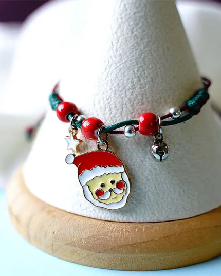 New Christmas Bracelet Santa Claus Elk Xmas Tree Pendant Charm Rope Bracelet Bangle Happy New Year 2023 Christmas Tree Ornaments