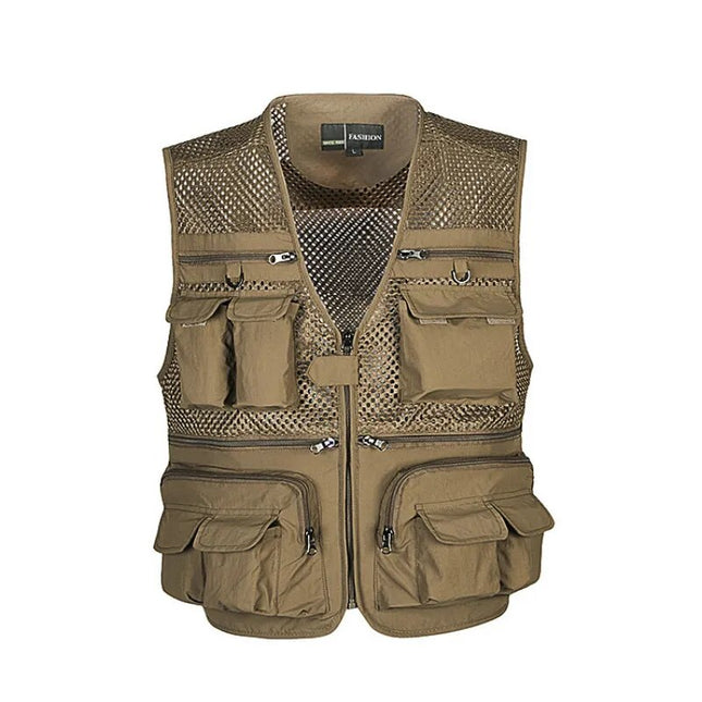 Outdoor Fishing Vests Quick Dry Breathable Multi Pocket Mesh Jackets Photography Hiking Vest Army green fish Vest