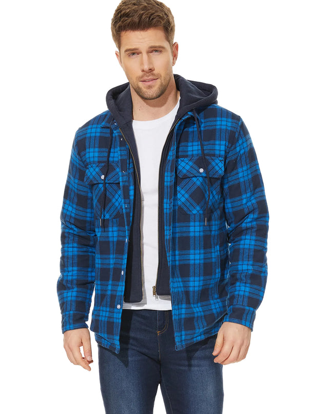 MEN'S CAMP NIGHT BERBER LINED HOODED FLANNEL SHIRT JACKET WITH REMOVABLE HOODY