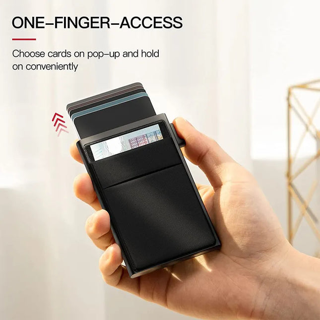 Rfid Credit Card Holder Wallet Metal Thin Slim Bank Card Case Men Women Pop Up Minimalist Wallet Small Black Purse Metal Vallet