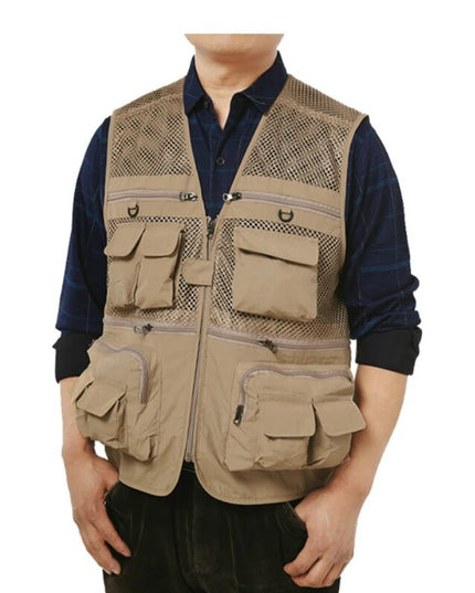 Outdoor Fishing Vests Quick Dry Breathable Multi Pocket Mesh Jackets Photography Hiking Vest Army green fish Vest