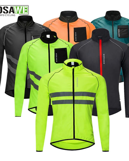 WOSAWE Ultralight Men's Cycling Windbreaker Reflective Jacket Windproof Bike Jacket Water Resistant MTB Road Bicycle Long Jersey