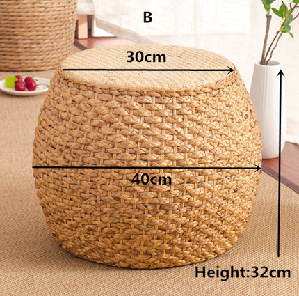 Home Collection Rattan Small Stool Ottoman Footrest Modern Round Foot