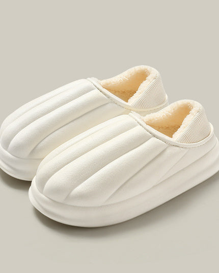 Fashion Shell Shape Design Cotton Shoes Women Waterproof Thick-soled Non-slip Plush Slippers Winter Indoor Outdoor House Shoes