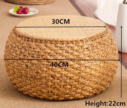 Home Collection Rattan Small Stool Ottoman Footrest Modern Round Foot