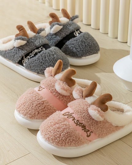 Christmas Shoes Winter Home Slippers Elk Soft Cozy Bedroom Slipper Slip On House Shoes