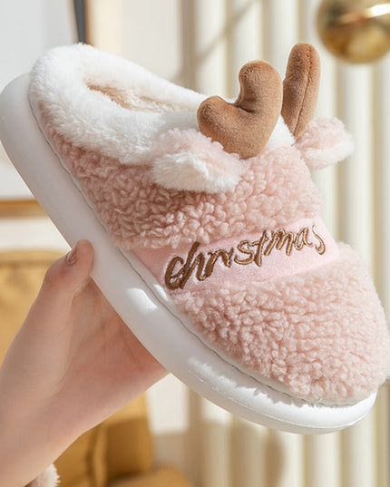 Christmas Shoes Winter Home Slippers Elk Soft Cozy Bedroom Slipper Slip On House Shoes