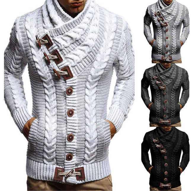 Men's Turtleneck Button Knit Jacket Sweater