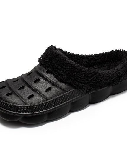 Warm Velvet Hole Shoes And Cotton Slippers