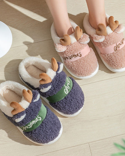 Christmas Shoes Winter Home Slippers Elk Soft Cozy Bedroom Slipper Slip On House Shoes