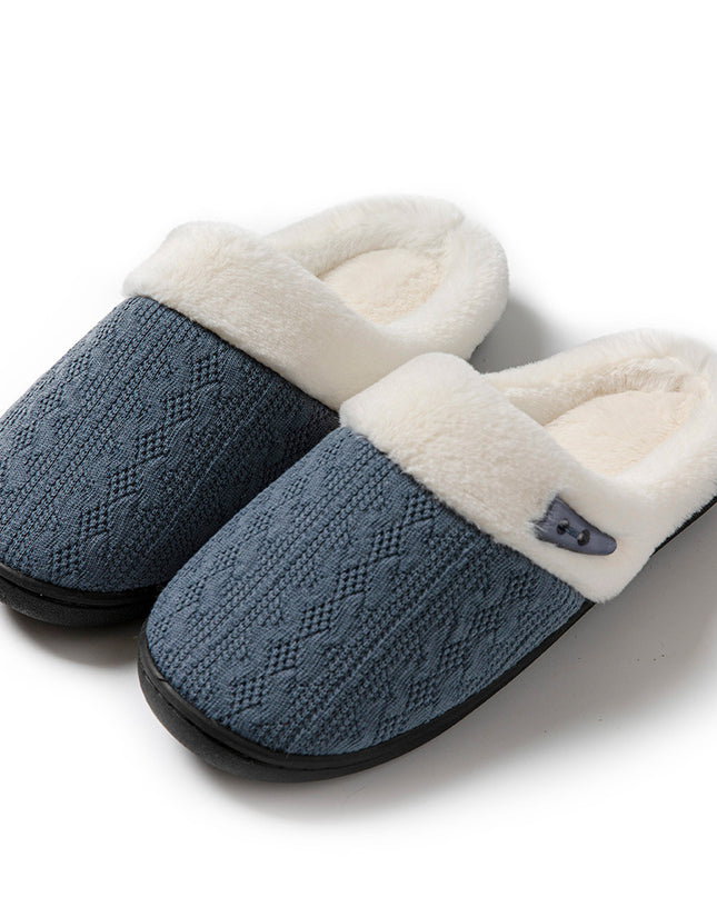 Winter Cotton Slippers Baotou Warm Flat Slippers Home Daily Soft Non-slip Bottom House Shoes Women Men Couple