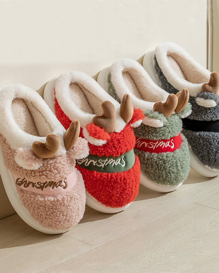 Christmas Shoes Winter Home Slippers Elk Soft Cozy Bedroom Slipper Slip On House Shoes