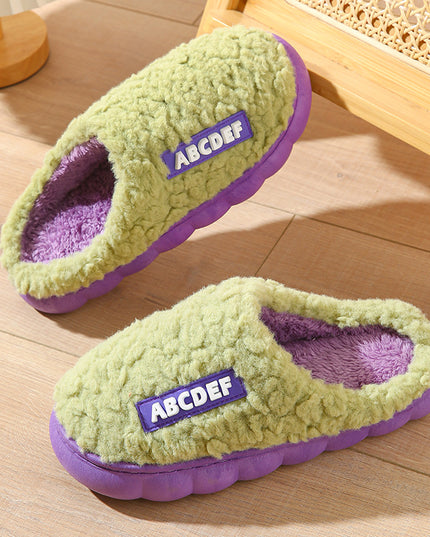 New Letter Home Slippers Autumn And Winter Indoor Non-slip Thick-soled Fur Slippers Fluffy Slides Household Warm Shoes