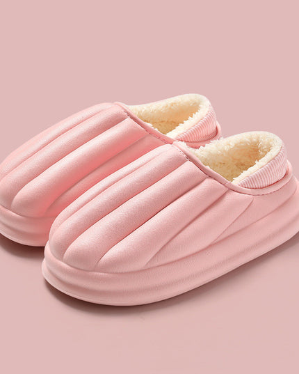 Fashion Shell Shape Design Cotton Shoes Women Waterproof Thick-soled Non-slip Plush Slippers Winter Indoor Outdoor House Shoes