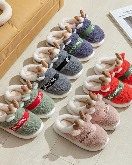 Christmas Shoes Winter Home Slippers Elk Soft Cozy Bedroom Slipper Slip On House Shoes