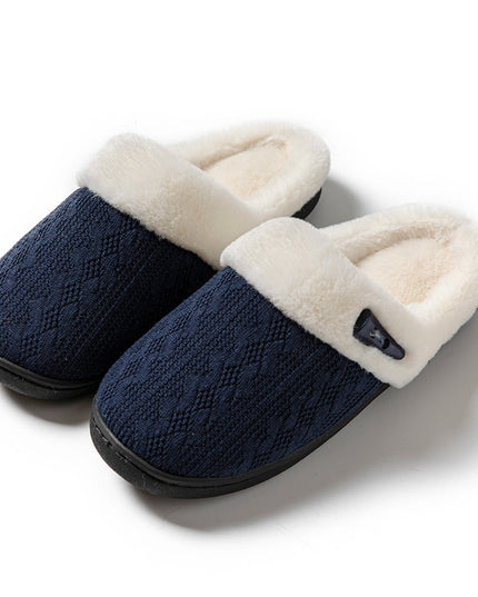 Winter Cotton Slippers Baotou Warm Flat Slippers Home Daily Soft Non-slip Bottom House Shoes Women Men Couple