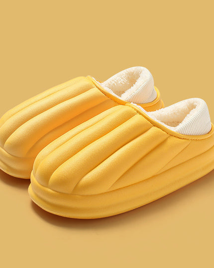 Fashion Shell Shape Design Cotton Shoes Women Waterproof Thick-soled Non-slip Plush Slippers Winter Indoor Outdoor House Shoes