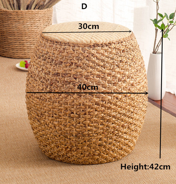 Home Collection Rattan Small Stool Ottoman Footrest Modern Round Foot