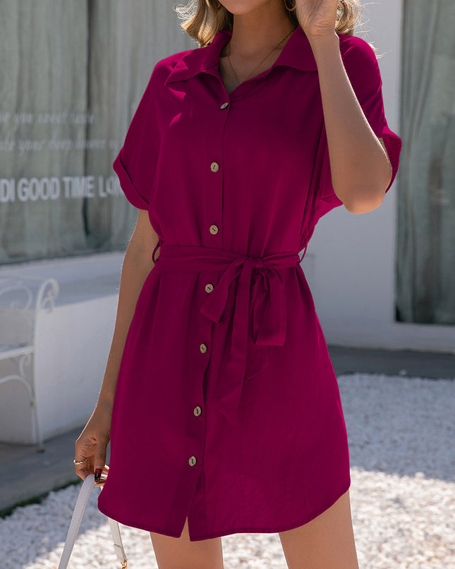 Casual Loose Single-breasted Shirt Dress