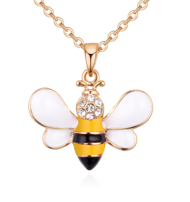 Summer Jewelry Necklace Lady Cartoon Cute Drop Oil Studded Bee Pendant