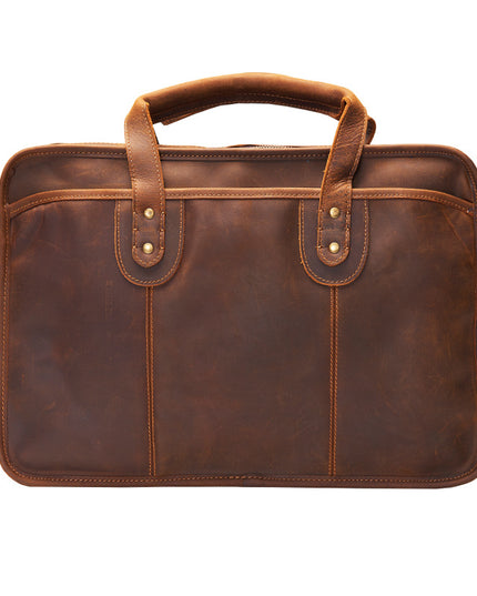 Large Capacity Retro Crazy Horse Leather Briefcase For Men