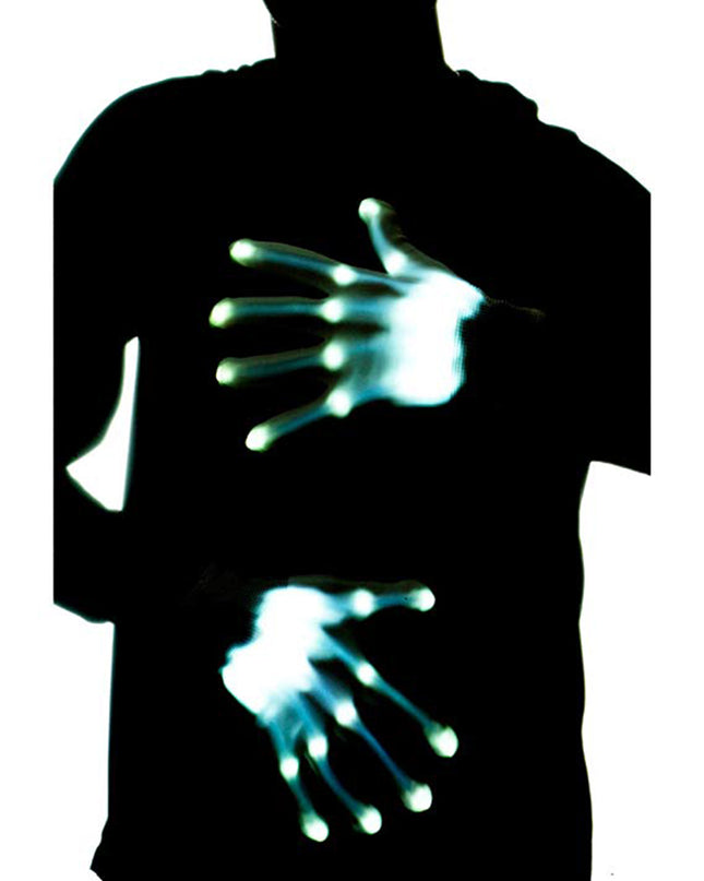 1Pair Chic LED Light Up Skeleton Hand Gloves Halloween Christmas Costume Decor