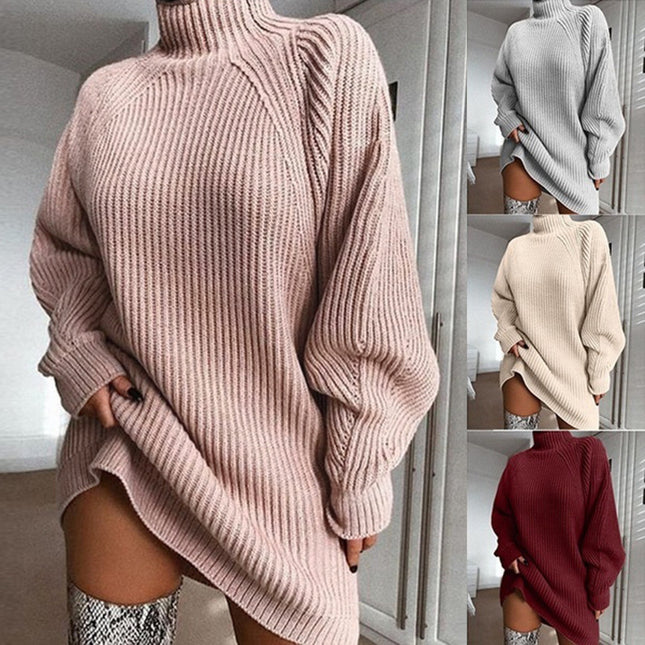 Oheyna Designs : Knitted Women's Dress Autumn and Winter Loose Slim Knee Thick Sweater Skirt Coat Sweater