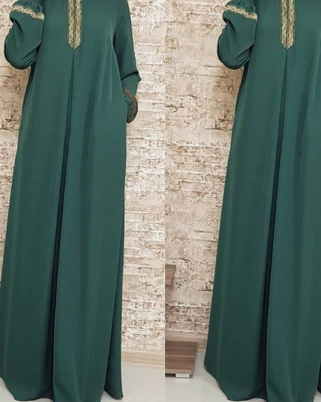 Women Plus Size Print Abaya Jilbab Muslim Maxi Dress