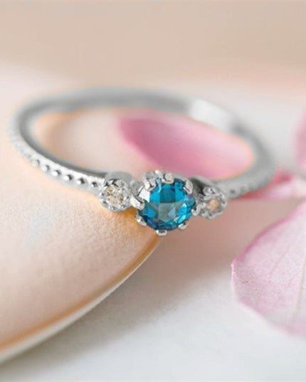 ROMAD Ocean Blue Rhinestone Rings Women Size 105 Gold Silver Finger Rings for Wedding Engagement Simple Bohemian Rings