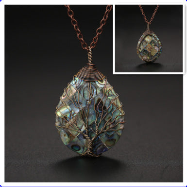Natural color shellfish abalone shell winding necklace