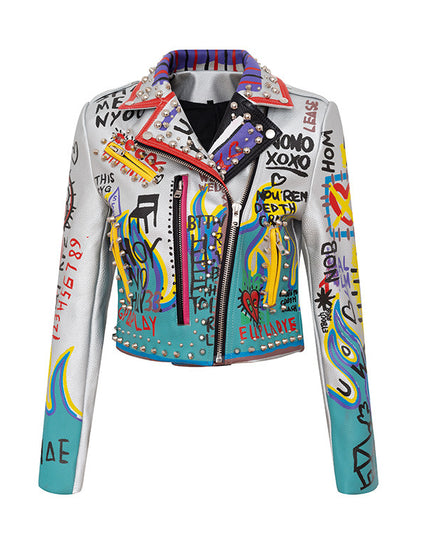 Women's Printed Contrast Color Motorcycle Suit