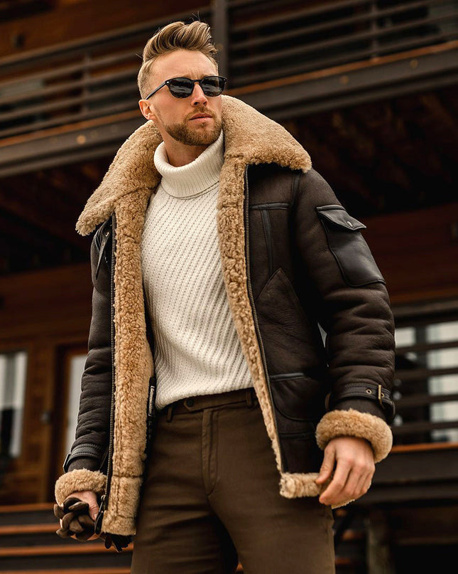 Men's Jacket Fur One Winter Coat With Thicker Hair