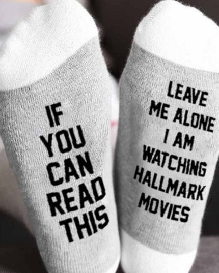 New Funny Winter Creative Art Lettered Wine Socks Xmas Gift If You Can Read Watching Christmas Movies Home