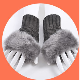 Gloves Female Autumn And Winter Cute Student Ladies Gloves Korean Version Of The Fingerless Arm Sets Of Warm Rabbit Hair Half Finger Gloves