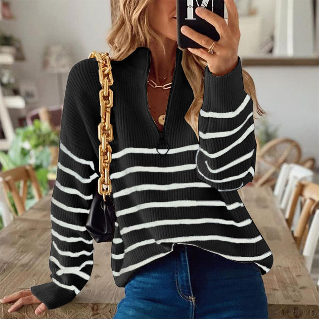 Fashion New Striped Color Matching Bottoming Top