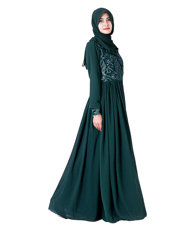 Embroidered Muslim Lace Long Sleeve Dress