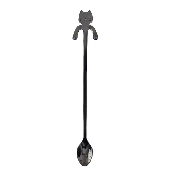 Cross-border 304 Stainless Steel Spoon Cartoon Cat Handle Hanging Coffee Spoon