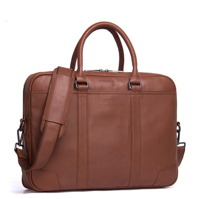 Leather Men's Business Briefcase Multifunctional