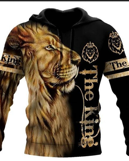 Lion 3D Digital Printing Zipper Shirt With Hood