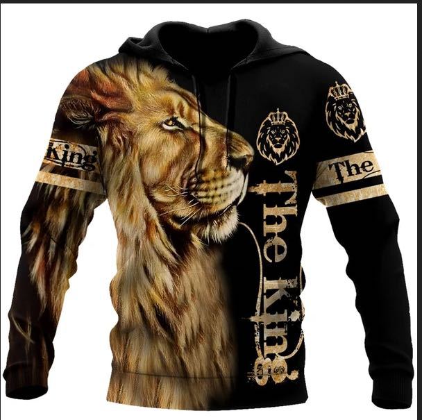 Lion 3D Digital Printing Zipper Shirt With Hood