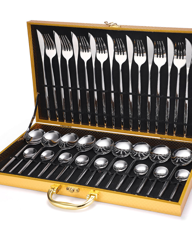 36-piece Stainless Steel Tableware Wooden Box Gift Box Set