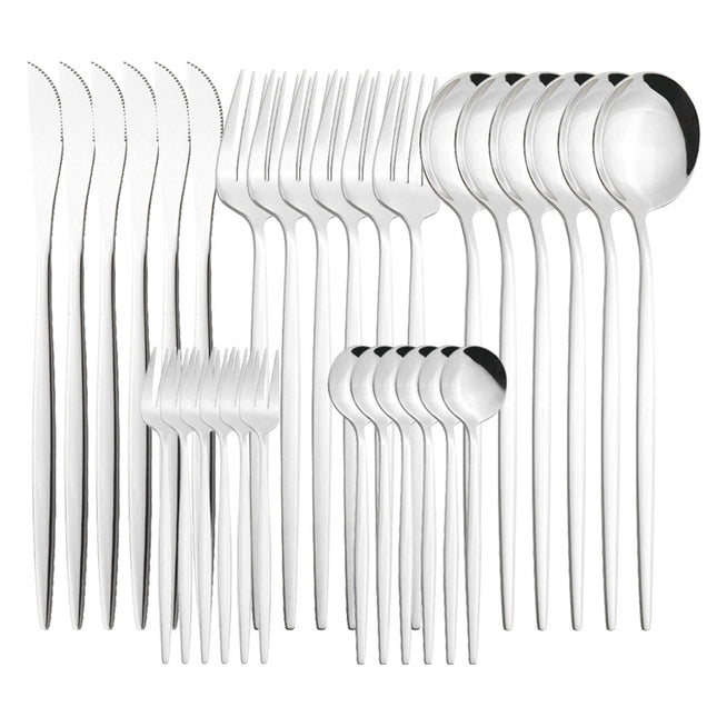30 Piece Stainless Steel Tableware For Household , Hotel , Creative Western Cutlery Tableware