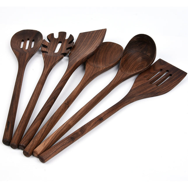 New 6-Piece Black Walnut Kitchen Utensils Household Solid Wood Kitchen Cooking Wooden Shovel Wooden Spoon Cooking Set